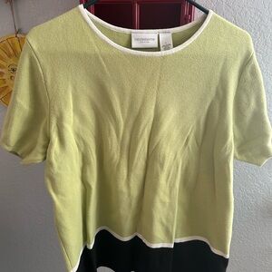 Liz Claiborne Soft Lime Green and Black Knit Top